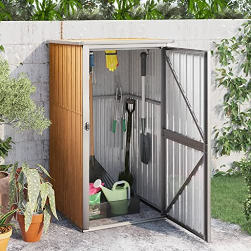 Générique Abri à Outils de Jardin Marron 88x89x161 cm Acier galvanisé,Maison & Jardin,Pelouses & Jardins,Vie en extérieur,Structures extérieures,Cabanes & abris de Jardin,Brun,44.14 LB,316208