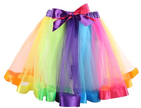 Womens Rainbow Tutu. Rainbow Skirt Dress Women Adult Tutu Colorful Tulle Party Dance Skirt Fluffy Fairy Skirts Neon Layered Tutu Skirts Ballet Dance Costume for Women Girls 80s Birthday Party Outfits