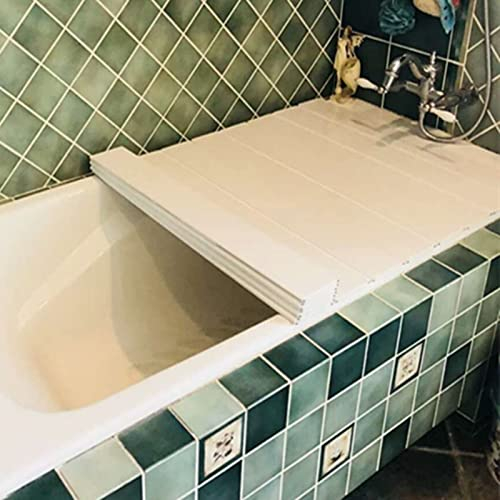 DMMFTERL Vassoio per Vasca da Bagno Coperchio da Bagno Pieghevole, Copertura per Vasca Antipolvere in PVC - Allevia l'affaticamento, Copertura Isolante per Vasca da Bagno - Collegamento a v