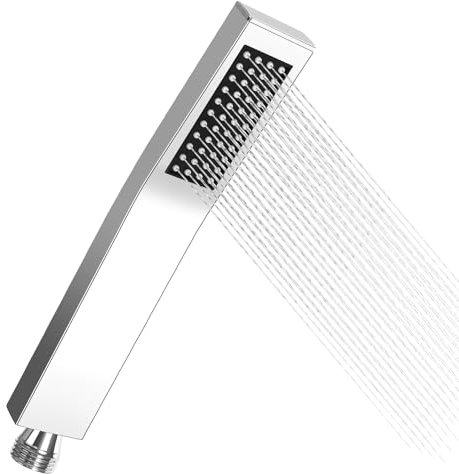 prota Soffione Doccia a Risparmio Rettangolare Doccino per Doccia, Acciaio Inossidabile Doccetta In Ottone Cromato, Cromo Soffione Doccia Alta Pressione Argento per Il Bagno di Casa