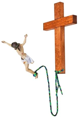 CGACCSD Creativa Cruz de Pared Saltando Jesús Decoración, Resina Cristo Crucifijo Figura Real Y Vintage Estilo Pascua Jesucristo Crucifijo Pesebre Resina Regalo para Manualidades para