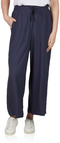 DENIMFY Palazzo Pantaloni da donna estivi 7/8, vestibilità larga, DFKate, pantaloni estivi leggeri, in tessuto, lunghezza alla caviglia, vita elasticizzata, tinta unita, motivo viscosa, verde, bianco