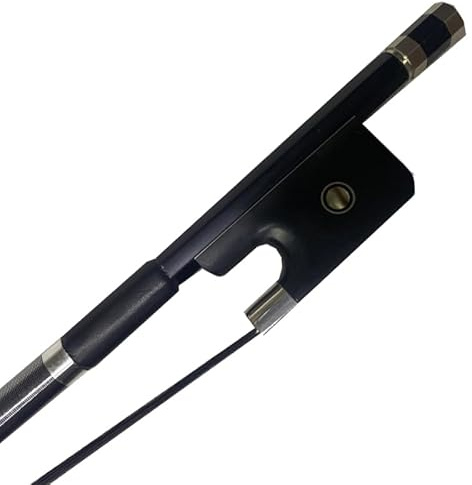 yinfeel 3/4 double Bass Bow Upright Bass balck Carbon Fiber Bow Ebony Frog Natural Horsehair Black or white for adult (black)