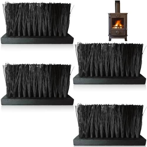 Juego de cepillos de chimenea, repuesto para escoba de chimenea, cepillo de limpieza con cerdas de fibra de coco de 60 mm, cepillo de repuesto alargado de repuesto para chimenea, estufa de fuego y
