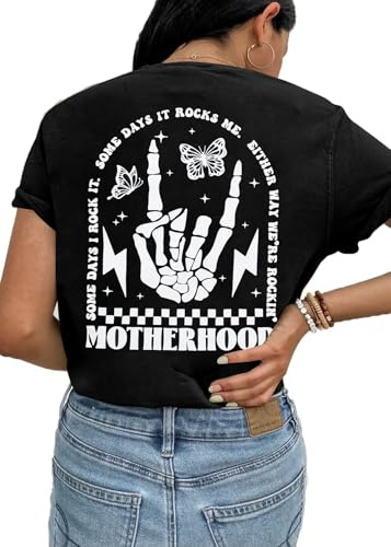 Comfort Breastfeeding Shirts for Women Zip Nursing Tops Causal Distressed Acid Washed Maternity Tees, Double-Black, L