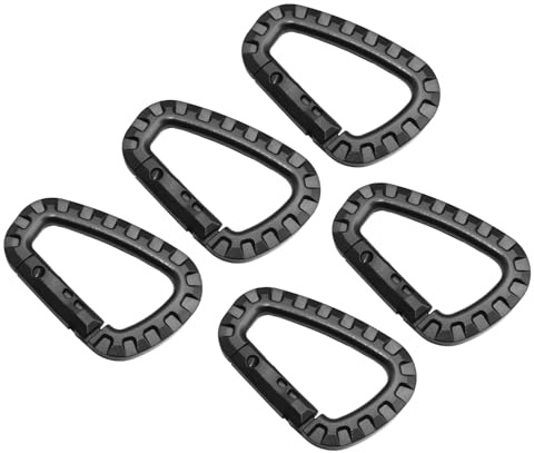 5 PCS Mousqueton Tactique, Mousqueton Plastique Tactique, D-Forme Robustes, Mousqueton Tactique Militaire, Mousqueton Porte-Clé et Holster Plastic Carabiner pour Sac à Dos, Camping et Randonnée