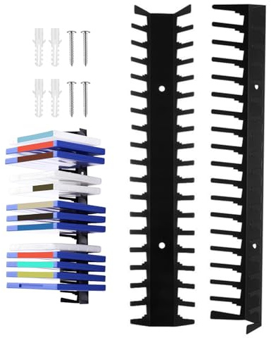 Étagère Média - Lot de 2 Organisateurs Muraux Métalliques Renforcés - Rangement pour Disques et Supports - pour Cuisine Chambre Bureau Bar Affichage Équipement Console Film Carte