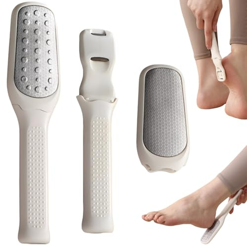 Lime à pied amovible 2 en 1 et rasoir anti-callosités, outil de pédicure en acier inoxydable avec poignée confortable, double face grossière et fine (1 lot)