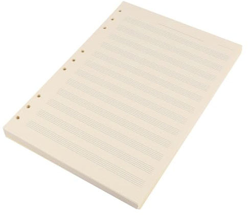 Ciieeo Recharges pour Carnet de Partitions Musicales 100 Feuilles Mobiles Papier à Musique Manuscrit 2 Mm 12 Lignes Blanc pour Étudiants et Usage Personnel