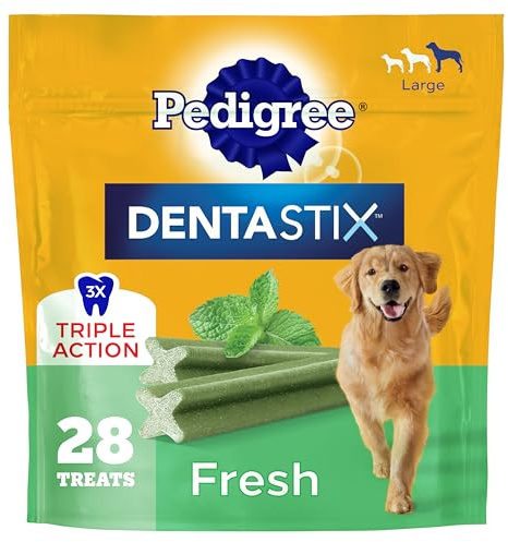 Pedigree Dentastix Dog Dental Treats, Large Breed Dog Treats, Fresh Flavor, 1.46 lb. Bag (28 Treats Total)