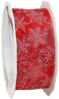 Präsent Regalo 1 Pezzo, 40 mm x 20 m, C.E. Pattberg Fascia Decorativa Frosty, con Filo, Organza, Rosso