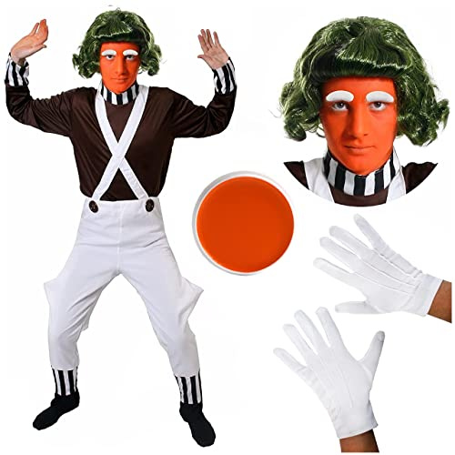 I LOVE FANCY DRESS LTD Chokladfabriksarbetare kostym för vuxna bokveckans karaktär - brun t-shirt vit overall - kostym utan tillbehör