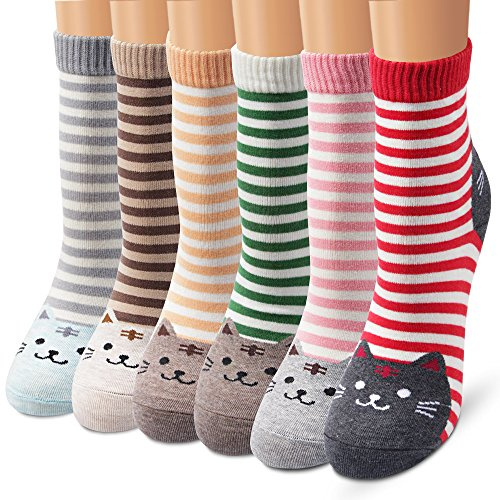 Ambielly Chaussures thermiques unisexes rayées chats Lot de 6