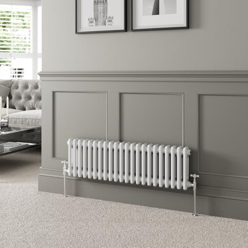 DuraTherm® 300 x 1010mm White Traditional Horizontal Designer Radiator Double Column Colosseum Cast Iron Style Central Heating Panel Radiators Rad