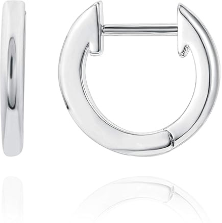 PAVOI 14K White Gold Plated Cuff Earrings Huggie Stud | Small Hoop Earrings for Women