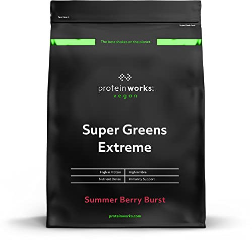 Protein Works - Super Greens Extreme , 150+ Health Benefits , 41 Active Ingredients , Vegan & Gluten Free , No Added Sugar , 20 Servings , Summer Berry Burst , 250g