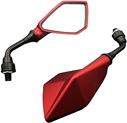 ihreesy Motorrad Rückspiegel,1 Paar Universal Motorrad Seitenspiegel 10mm Gewinde Lenkerendenspiegel E geprüft Motorrad Rückspiegel Motorrad Seitenspiegel 7/8 22mm Lenker Rückspiegel,Rot
