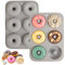 Aichoof Silicone Donut Mould Trays for 6 Doughnuts, Set of 2. Food Grade LFGB Silicone Bagels Baking Pan, Non-Stick, Dishwasher Safe, Heat Resistant and Microwave Safe(Grey)