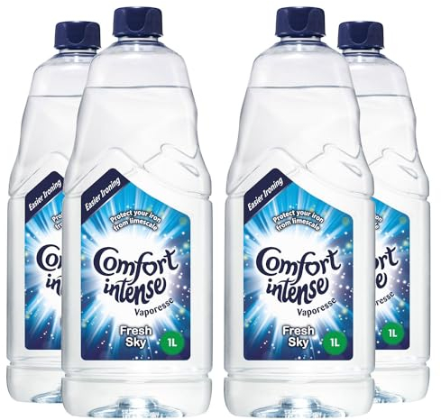 Comfort Ironing Water Fresh Sky Intense Vaporesse Deionised Water Gives Your Laundry a Clean, Fresh and Uplifting Fragrance Prevents Limscale for Easy Ironing 1 Litre (Buy 4)