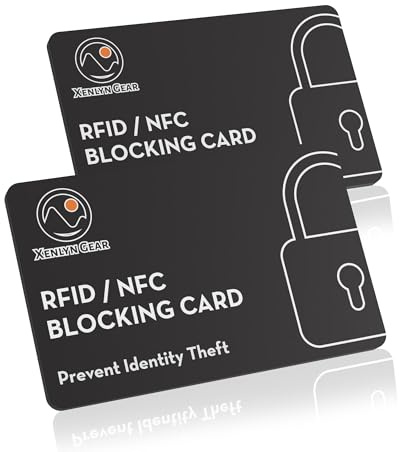 XENLYN GEAR RFID Blocking Card - Contactless Card Protector with Advanced Chip to Scramble RFID/NFC Signals for Protection, Slim Design for Simply Fits Into Your Wallets and Purses - 2 Pack