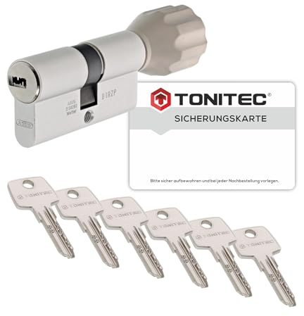 ToniTec Zylinderschloss TEC440 by ABUS Schließzylinder gleichschließend als Knaufzylinder Größe 35/35K mit Codecard
