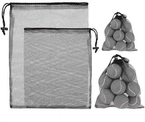 Piriuuo 2 Stück Kordelzug Netzbeutel, Netzbeutel Schwarz Nylon-Netztaschen mit Kordelzug Golfballtasche Tragbare Aufbewahrungstaschen Netz-Balltasche zum Sammeln Poolspielzeug, Golfbällen und Tennis