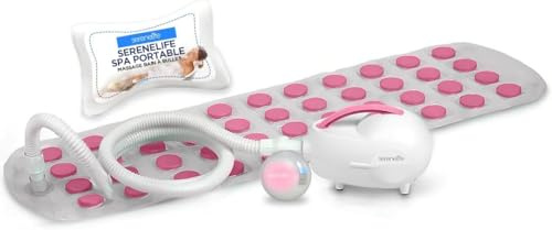 SereneLife Alfombra de Baño con Burbujas - Masajeador de Baño con Burbujas Portátil con Luz Impermeable para Baño y Almohada, Intensidad de Burbujas Ajustable, Control por Botón Fácil