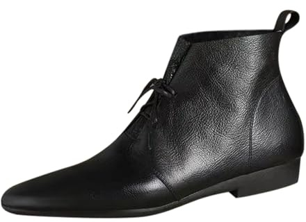 Bottes plates à bout pointu rétro pour femme Printemps été et automne Bottes simples Style britannique Cuir souple Semelle souple Bottines pour femme Bottes à bout ouvert, Noir , 37 EU