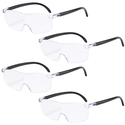 4 Stück 300% VergrößErungsbrille, Lese Lupenbrille Lupenbrille für Brillenträger, Lupenbrille Tragbare Leselupe Lupenbrille Leselupe Antiblaues Licht Leselupe für Nähen Handwerk Lesen