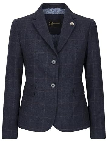 Blazer de Tweed de Corte Entallado Para Mujer Con Cuadros de Espiga