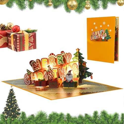 Genérico Tarjetas 3D, Tarjeta Navideña 3D con Música y Luz, Decoración de Mesa para Celebraciones y Recuerdos: Cumpleaños, Graduación, Familia, Colegio