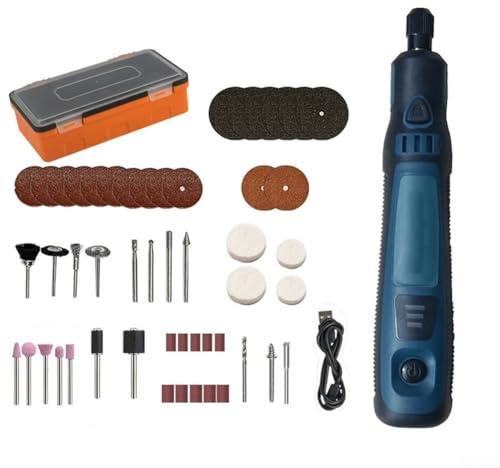 Kit d'outils rotatifs sans fil 50 pièces avec batterie au lithium 3,6 V Mini meuleuse électrique pour gravure, meulage et ponçage