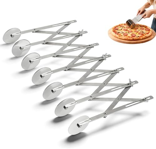 7 hjul pizzaskärare, justerbar köksbakning pizzaskärare, flera runda degdelare, tidsbesparande kakdelare, bakverksremsskärare för pizza, kakor, pannkakor, våfflor, degkakor