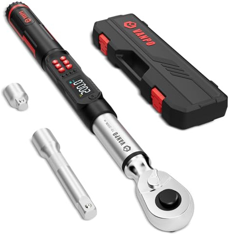 VANPO Digital Torque Wrench 1/2 Drive 10-200 NM for Car & Motorcycle | ±2% Accuracy, Electronic Torque Wrench with LCD Display, Audible & Vibration Alert, Track & Peak Mode for & Car Wheel Repair