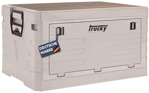 Trucky Caja de Almacenamiento 45 L, 50 x 35 x 30 cm Camping Caja Plegable Caja de Almacenamiento con Tapa Beige