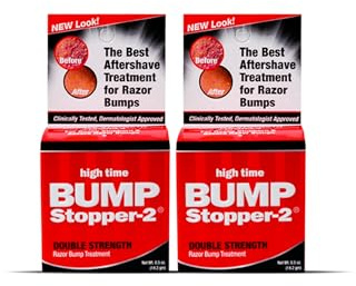 High Time Bump Stopper 2 Double Strength Ingrown Hair Cream | Aftershave Lotion for Men and Women | Razor Bump Balm | 0.5 OZ (2 Pack)