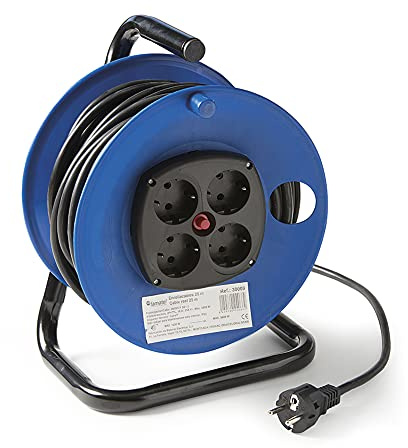 FAMATEL – Enrollacable 4 tomas | TT | 16A | 250V | 25 m | Cable 3 x 1,5 | Disyuntor