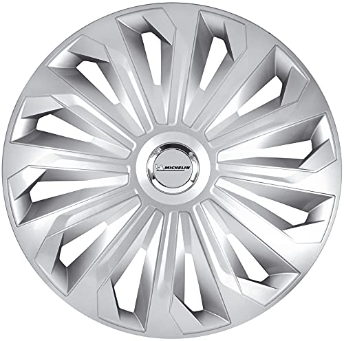 MICHELIN Radkappen 13 Zoll Universal Radzierblenden Monique 4er Set Fürs Auto ABS Kunststoff | Silber mit Chromring