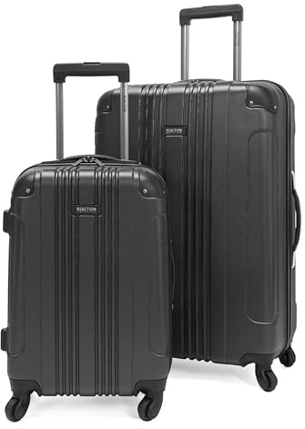 Kenneth Cole REACTION Out of Bounds Lightweight Hardshell 4-Wheel Spinner Luggage, Charcoal, 2-Piece Set (20 & 28)