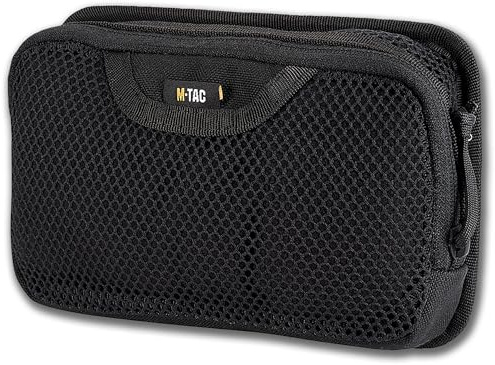 M-Tac Moduuläre Reißverschluss-Tasche mit Netzfach für Rucksäcke und Taschen, Cordura 1000D, kompatibel mit Velcro-Panels, ideal für EDC & Organisation von Ausrüstung, 19 x 13 cm, Black