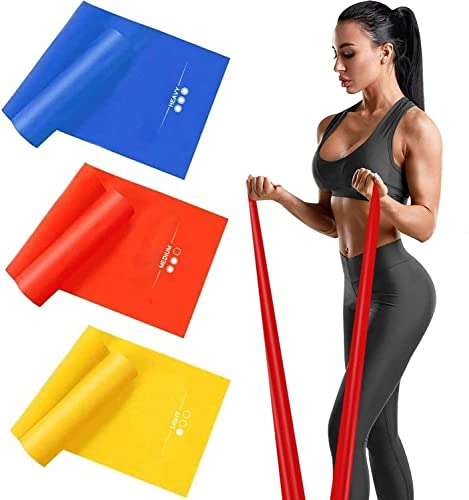 Fitnessband 3er-Set 2m lang Fitnessbänder Widerstandsbänder in 3 Stärke, Gymnastikband Resistance Band Trainingsband für Crossfit, Muskelaufbau, Yoga, Pilates für Männer und Frauen