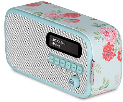 Cath Kidston Portable DAB Radio with Bluetooth - Built-in Rechargeable Battery Powered Radio - Digital DAB Radios Alarm Clock with Dual Alarms & Sleep Timer - DAB+ Radios Mains Powered - Antique Rose