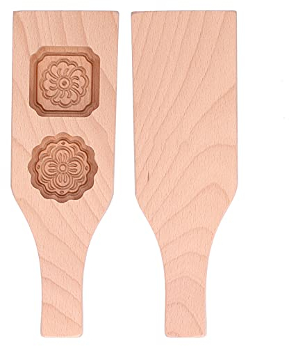 Hölzerne Mondkuchenform, chinesische Mondkuchen-Backform, Blumenform, Eiskuchenpfannen, runde Muffin-Mondkuchen-Schokoladen-Kürbiskuchen-Form(Natürlich)