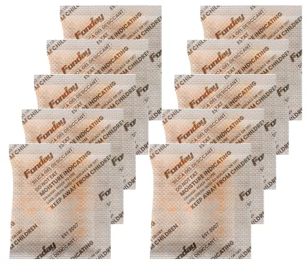 10Gram x 10Packet Rechargeable Silica Gel Desiccant Packets Fonday Food Grade Fast Reactivate Desiccant Bags Moisture Indicating Orange to Green for Jewelry Tools food medication