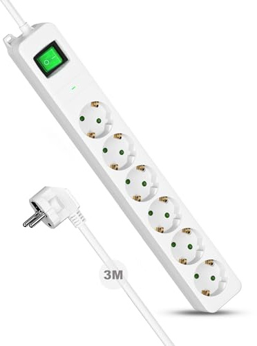 6 Fach Steckdosenleiste Überspannungsschutz, Mehrfachstecker Mit Schalter 3 M, Überspannungsschutz Steckdose Mit Schalter 1050J, Mehrfachsteckdose Für Zuhause, Wohnzimmer, Küchentisch (3680W, 16A)