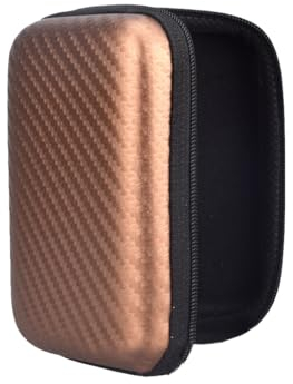 TQPUWT Funda para Auriculares, Estuche Discos Duros Externos, Caja de Almacenamiento para Auriculares, Funda con Cremallera con Carcasa rígida, Accesorios de Viaje, marrón, 11.5 * 8.5 * 4cm