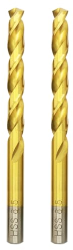 Hilpaty HSS-TiN Drill Bit 8.5mm x117mm x 2pcs Titanium Coated Twist Drill Bits for Metal, Stainless Steel, Non Ferrous, Cast Iron, Wood