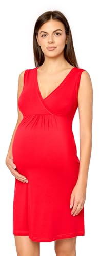 Merry Style Chemise de Nuit Femme Grossesse en Viscose Vêtements de Nuit Femme Robe Grossesse légère, Respirante et Douce pour la Peau MS10-467 (Rouge, M)