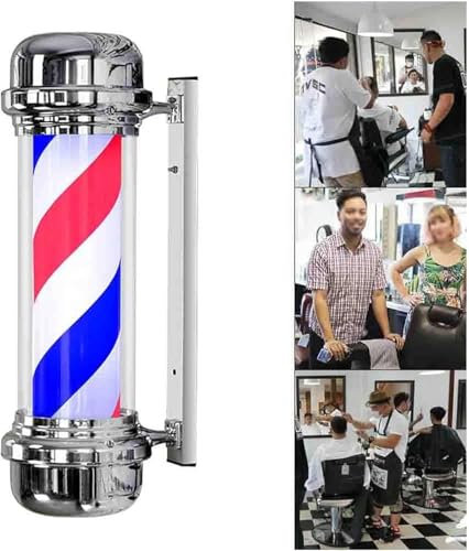 EdfYHSL Barbería Luz Giratoria Letrero de peluquería, luz de Pared Impermeable, luz de Poste de barbería roja, Azul y Blanca, Fuente de luz LED Mural