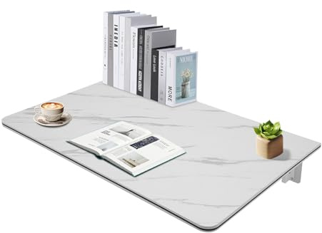 Loohacp fällbart väggbord, matbord, laptop bord platsbesparande med hållare, litet väggbord för kök, balkong utomhus, vitt 80 x 50 cm